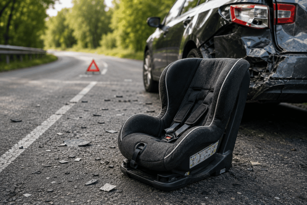 Kindersitz nach einem Unfall