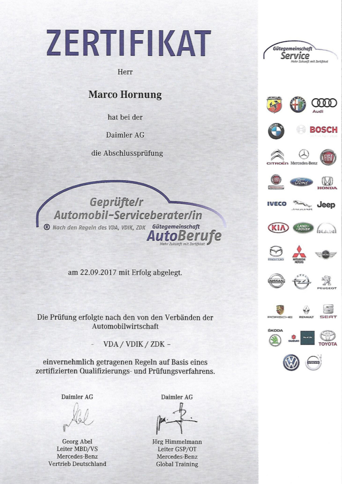 Automobil Serviceberater Marco Hornung